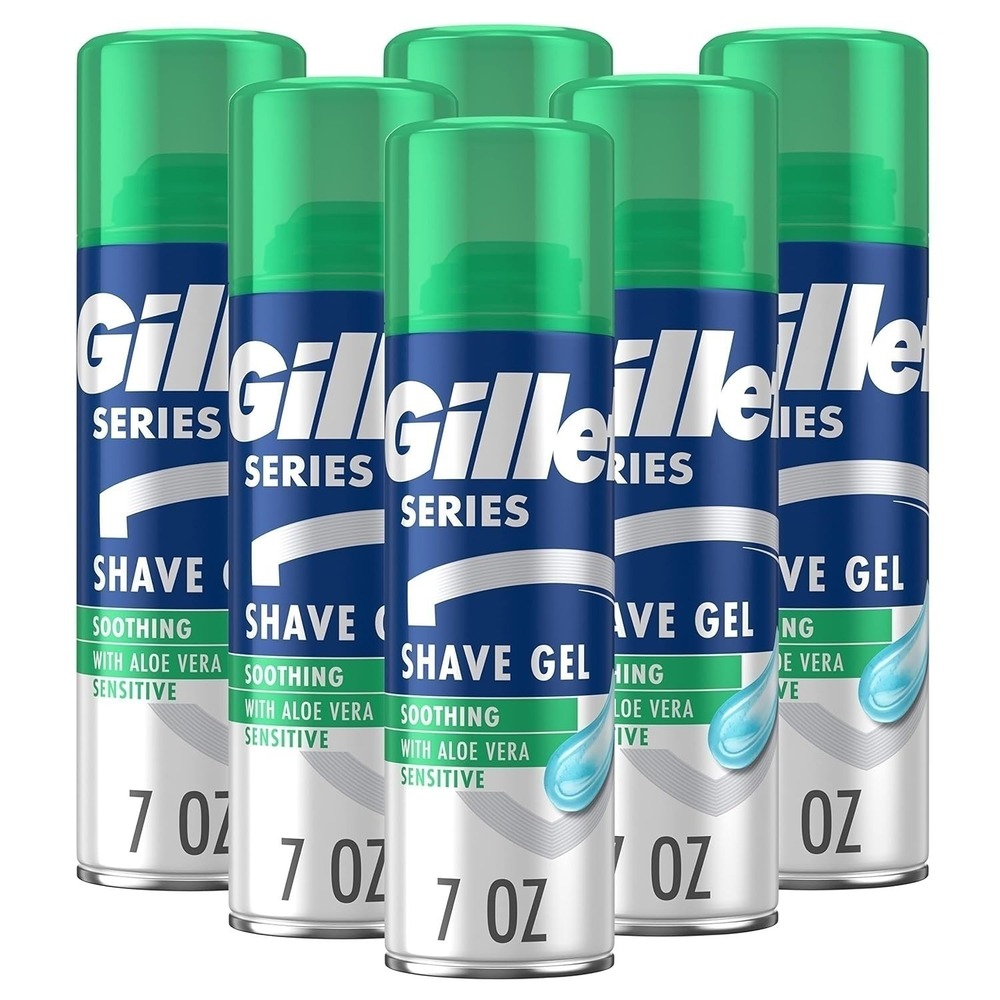 6 PACK Gillette Series Sensitive Shave Gel 7oz‎ – Aloe Vera Soothing Formula